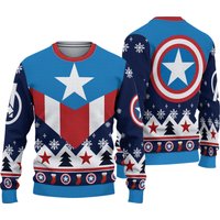 Captain Americas Ugly Christmas Sweater, Christmas Sweater, Ugly Knitted Sweater