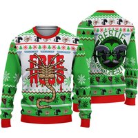 Christmas Alien Facehugger Ugly Sweater, Chestburster Alien Ugly Sweatshirts