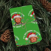 Quirky Donald Trump Christmas Wrapping Paper, Funny Maga You Miss Me Gift Wrap