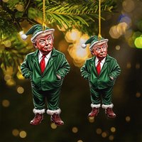 Trump Green Santa Acrylic Ornament, Trump-inspired Acrylic Christmas