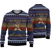 Funny Jesus Saves Baseball Ugly Christmas Sweater, Jesus Sweater
