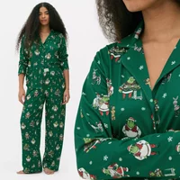 Shrek Christmas Festive Green Boyfriend Womens Pyjama Set