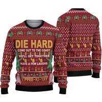 Yippee Ki Yay Quotes 3d Sweater, Action Movie Ugly Christmas Sweater