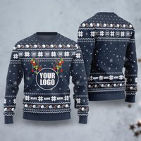Personalized Name And Logo Brand Football Ugly Sweater