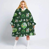 Rick And Rickandmorty Wearable Blanket, Cozy Oversized Hoodie, Funny Cartoon Blanket Hoodie