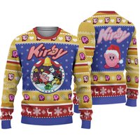 Kirby Video Game Ugly Christmas Sweater, Pink Kirby Ugly Sweater