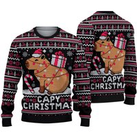 Capybara Ugly Christmas Sweater, Cappy Holidays Ugly Christmas Sweater, Capybara
