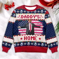 Trump Daddy Home Ugly Christmas Sweater, Maga 2024 Ugly Sweater