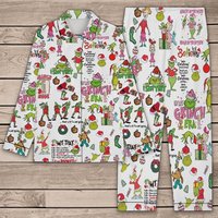 Funny Character Grin Christmas Pajamas Set Mode On Thats Im Not Going Xmas Pajama