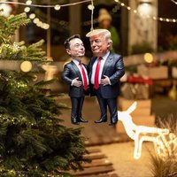 Trump & Musk Acrylic Hanging Ornament, Trump Ornament Christmas