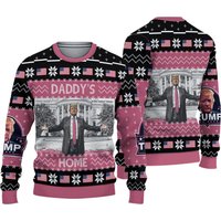 Daddys Home Trump Christmas Ugly Sweater, Trump Maga Ugly Christmas Sweater