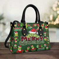 Funny Character Christmas Leather Bag, Funny Character Lover Handbag