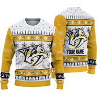 Personalized Nashville Predators Ice Hockey Christmas Ugly Sweater