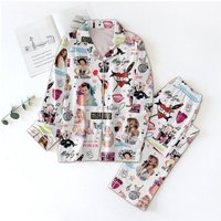 Christmas Gift, Miley Cyrus Pajama Set, Flowers Women Pajamas Set
