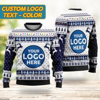 Custom Logo Company Ugly Sweater, Custom Name Xmas Sweatshirt
