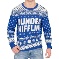 The Office Dunder Mifflin Blue Ugly Christmas Sweater - Perfect For Cosplay Fun