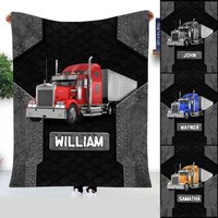 Trucker Custom Name Truck Driver Driving Lover Gift Metal Pattern Personalized Blanket