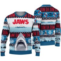 Jaws Da Dum Shark Ugly Christmas Sweater, Jaws Ugly Christmas Vintage 3d Sweater