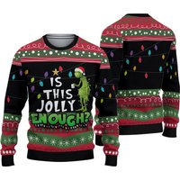Funny Character Ugly Sweater, Is This Jolly Enough Funny Character Christmas Ugly Sweater