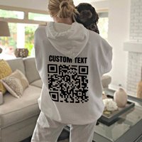 Custom Text Qr Code Hoodie, Customizable Qr Code And Text Hoodie Sweatshirt