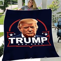 Donald Trump Patriotic Plush Velveteen Fleece Blanket