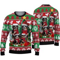 Bernese Mountain Dog Family Ugly Christmas Sweater, Christmas 3d Sweaters