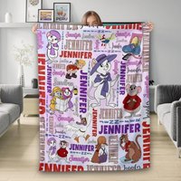 Personalized Watercolor The Rescuers Blanket, Madame Medusa Miss Bianca