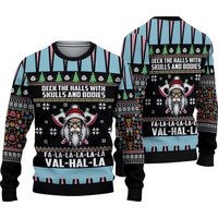 Viking Deck The Halls With Skulls And Bodies Ugly Christmas Sweater