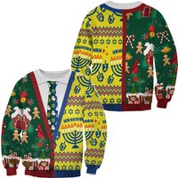 Christmas And Hanukkah Cadigan Costume Ugly Sweater