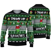 Grinchs Drink Up Ugly Christmas Sweater, Funny Grinchs Lovers Ugly Sweater