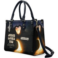 Personalized Leather Bag With Bible Verse, Custom Name Jesus Loves You