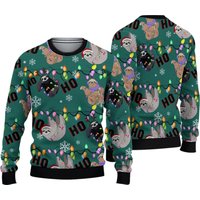 Funny Sloth Ugly Christmas Sweater, Sloth Christmas Lights 3d Sweater