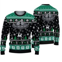 Funny Alien Ufo Ugly Christmas Sweater, Space Monster Xmas 3d Sweater, Christmas Gift