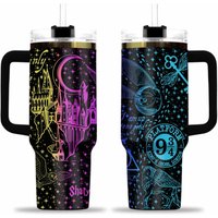 Magic Castle Scene Custom Laser Engraved 40oz Tumbler With Handle