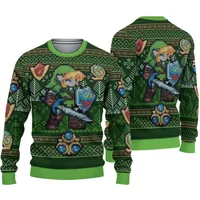 Gamer Xmas Sweater, Zelda Link Green Ugly Christmas Sweater