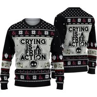 Dnd Crying Is A Free Action Ugly Sweater, Dungeons And Dragons Sweater