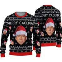 Christmas Merry Cagemas Ugly Sweater, Nicolas Cage Holiday Sweater