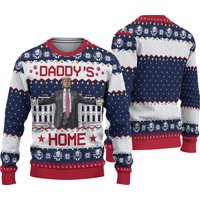 Trump Daddy Home Ugly Christmas Sweater, Maga 2024 Ugly Sweater