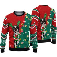 Boston Terrier Christmas Ugly Sweater, Boston Terrier Xmas