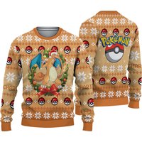 Charizards Pokemons Ugly Christmas Sweater, Christmas Sweater, Ugly Knitted Sweater