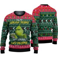 Grin I Hate Morning People 3d Ugly Christmas Sweater, Grin Ugly Sweater