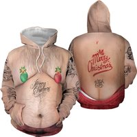Christmas Ugly Hairy Fat Beard Funny 3d Hoodie Cosplay Tka55, Hairy Belly Cosplay 3d Hoodie