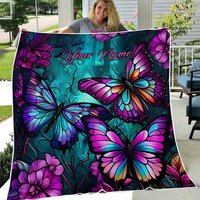 Beautiful Butterflies - Personalized Butterfly Lover Fleece Blanket