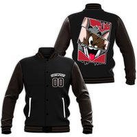 Custom Olive Unisex Varsity Jacket, Happy Cat And Mouse Baseball Jacket
