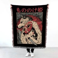 Studio Ghibli Woven Blanket | Princess Mononoke Tapestry Throw | Anime Poison