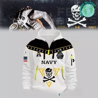 Navy Midshipmen Fear The Bones Honoring Jolly Rogers Quarter Zip Hoodie