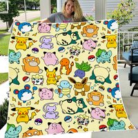 Anime Cartoon Fleece Blanket, Anime Blanket, Pika,eevee Sn Lax Charmander Gengar Blanket