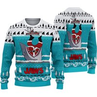 Jaws Shark Eating Santa Ugly Christmas Sweater