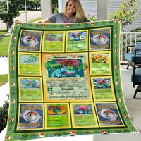 Bulbasaur Fleece Blanket | Bulbasaur Evolutions Trading Card Blanket