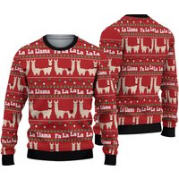 Funny Llama Red Ugly Christmas Sweater, Llama Fa La La Xmas